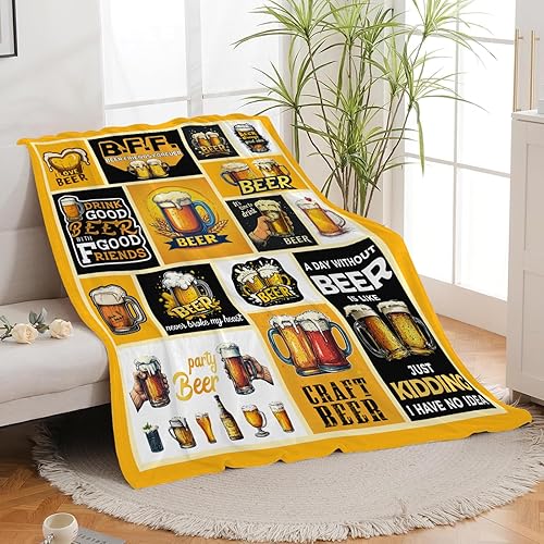 Miniatura 3 de Manta de cerveza, manta de bebida de cerveza, regalos para adultos, mujeres y hombres, súper suave y acogedora manta de felpa mullida mullida de