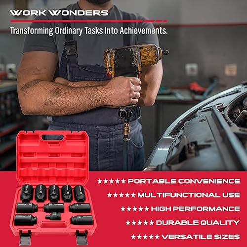 Miniatura 41 de Juego de 49 bocallaves de impacto SAE y métricas con barras de extensión: para una llave de impacto de alta durabilidad