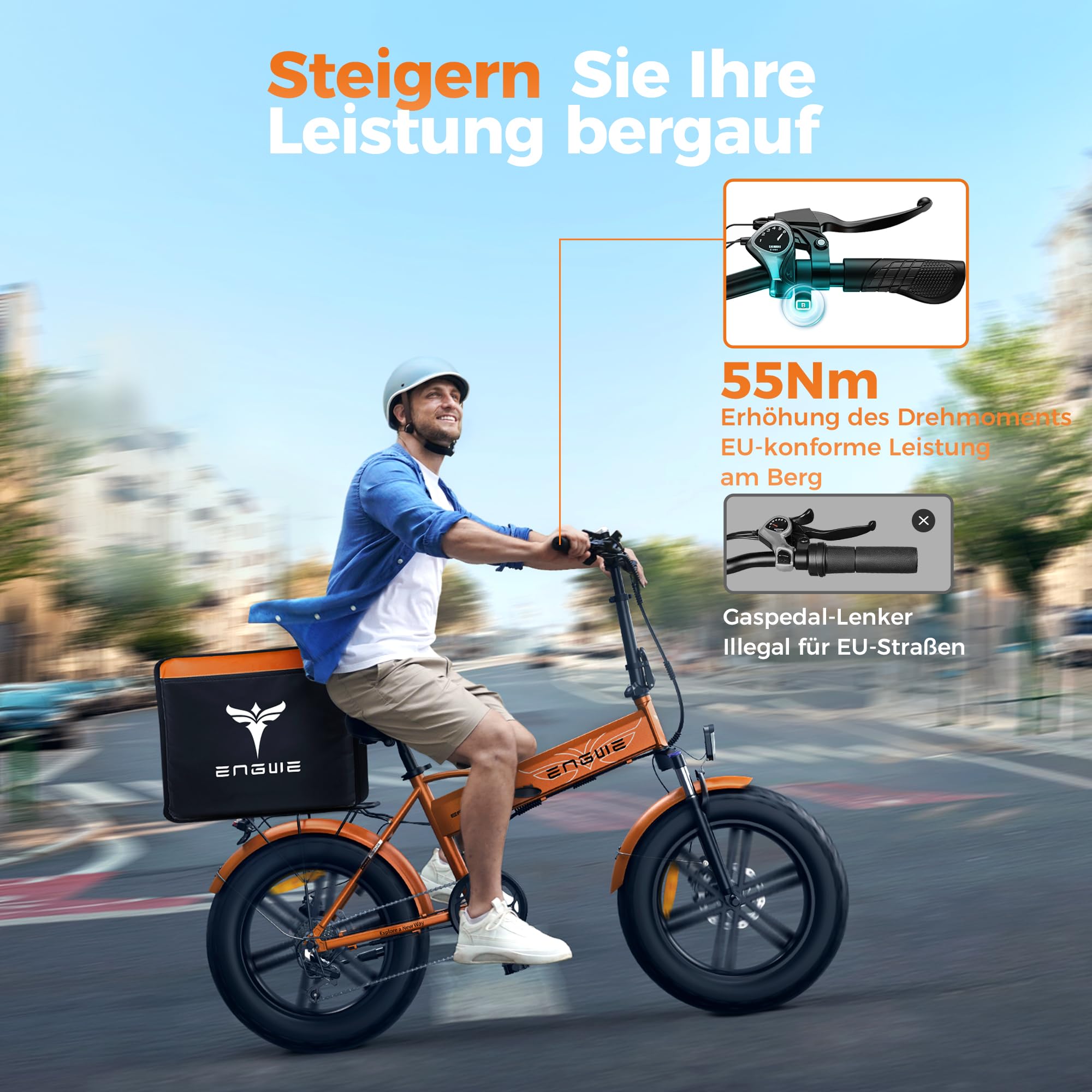 ENGWE EP-2 Boost Klappbares Elektrofahrrad mit Drehmomentsensor, 48V 13Ah Herausnehmbarer Akku Reichweite 120KM und 250W Bürstenlosem Motor, LED-Display, 20" x 4.0" Fat-Tires und 7 Gang