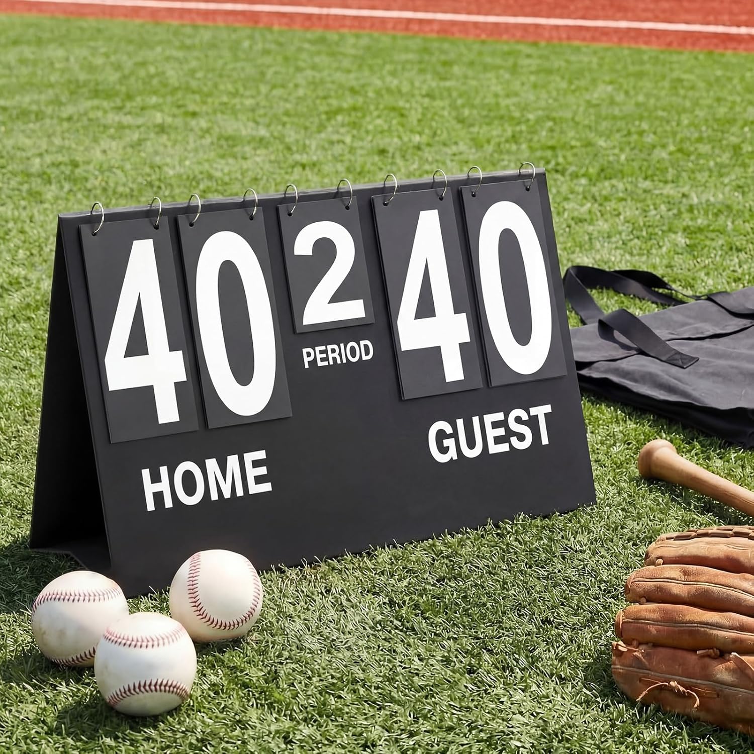 Soulchen Extra Large Baseball Scoreboard, 26 x 18 Inch Portable Flip Score Board with Storage Bag, Foldable Tabletop Score Keeper with Large Numbers for Baseball Basketball Volleyball Tennis