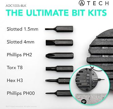 ATECH The Original 8 in 1 Multifunction Tool Keychain EDC Screwdriver Set, Box Cutter with Keyring Gift for Men, Survival (Black)