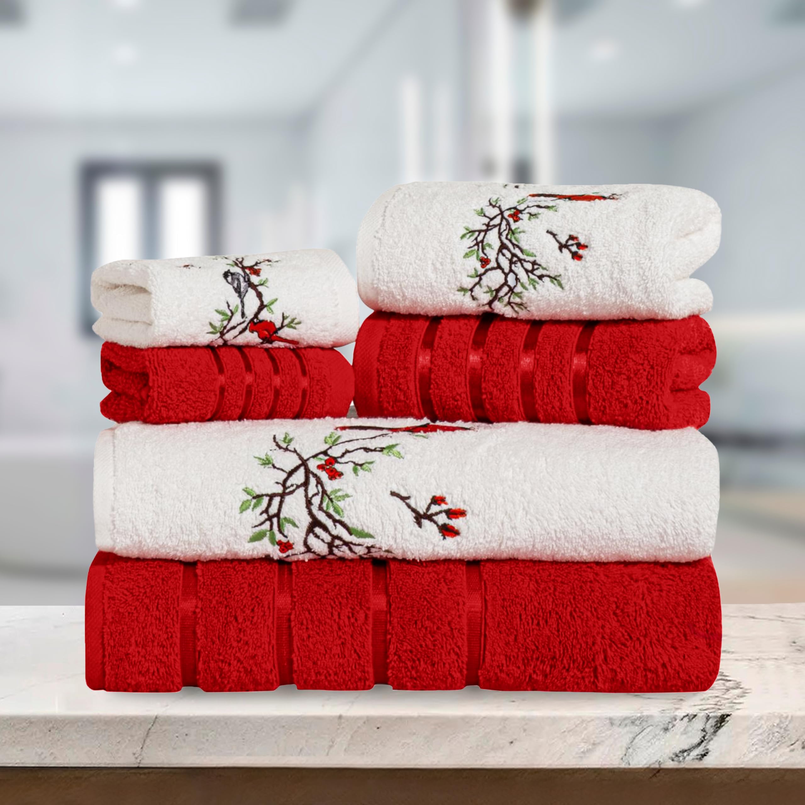 Elegant Comfort Set di 6 asciugamani in cotone di alta qualità, include 2 salviette, 2 asciugamani per le mani e 2 teli da bagno, 100% cotone turco, asciugamani altamente assorbenti e super morbidi,