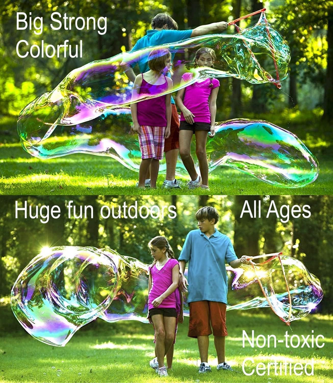BUBBLETHING Original Big Bubbles Wand & Mix - Kit Blows Bubbles to 30-Feet-Long - Makes 2.7 Gallons Giant Bubbles Solution - Big Easy Safe Outdoor Family Fun