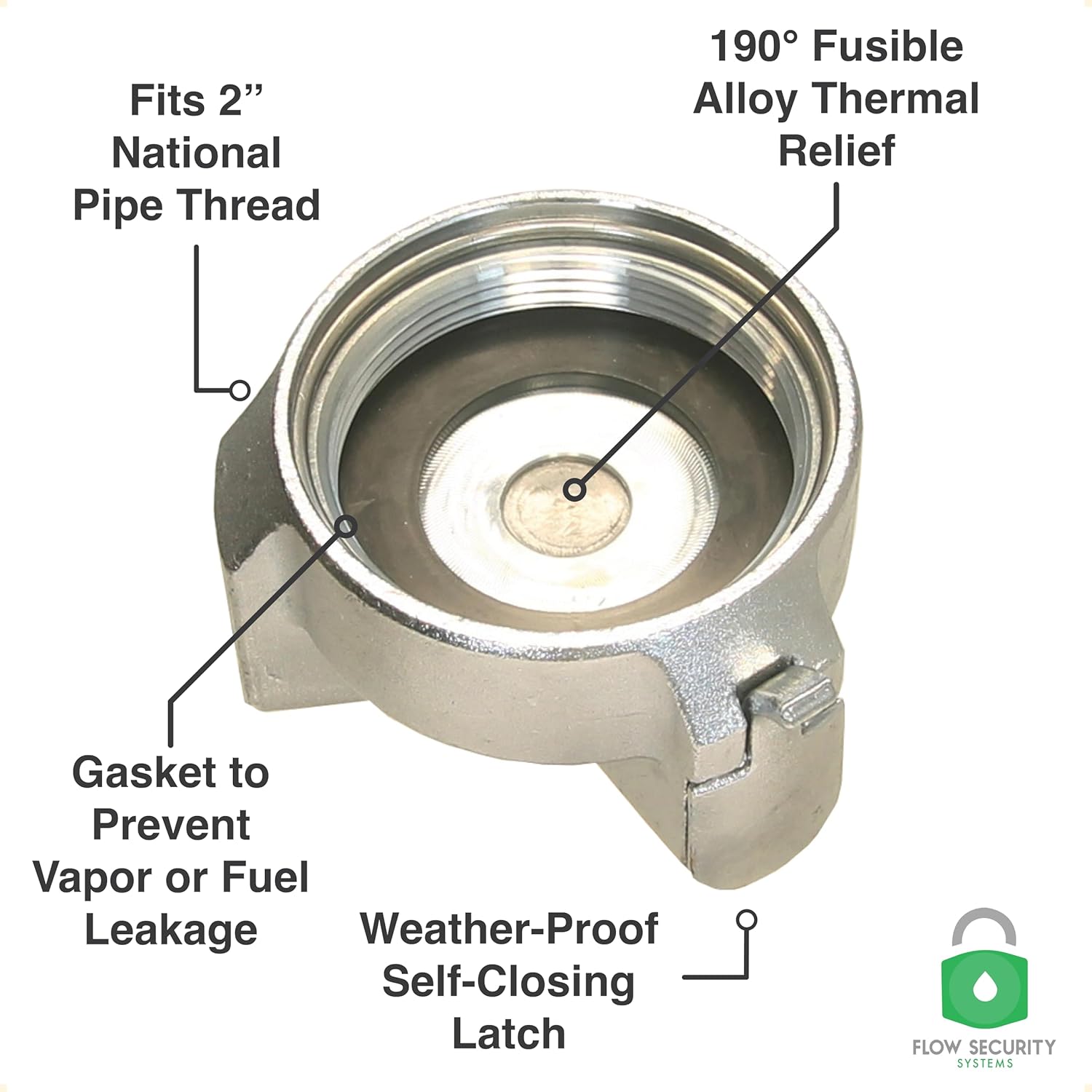The Flow Security Systems Non-Vented Locking Cap for Heating Oil, Reefer, Transfer, and Above Ground Commercial Fuel Tanks | Prevents Theft & Fuel Vandalism | FSS 750 | Quick Fill Thread - 1CT