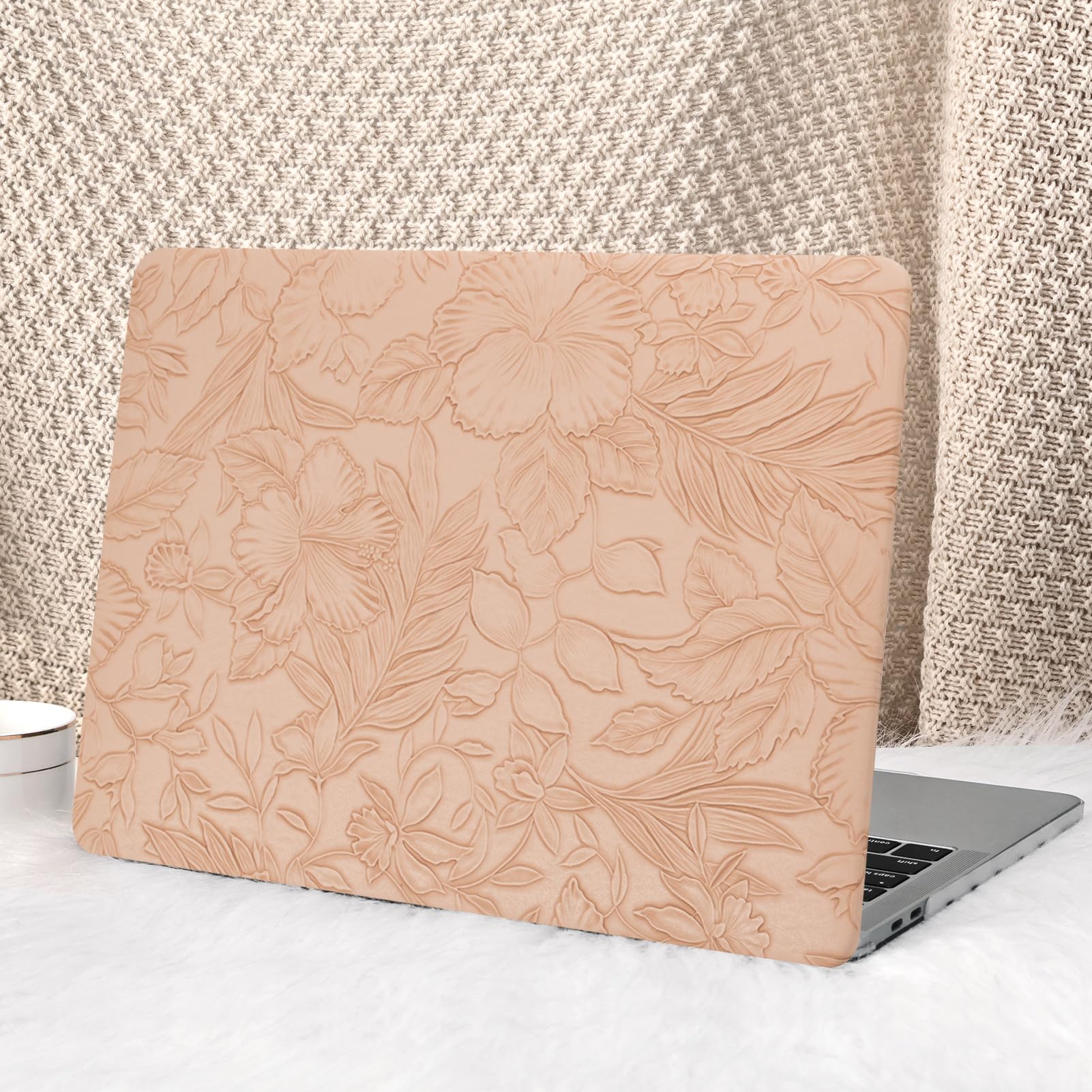 Seorsok Compatible with MacBook Pro 13 inch Case M2 2023,2022,2021-2016 A2338 M1 A2251 A2289 A2159 A1989 A1708 A1706,Leaves Flowers Leather Hard Shell