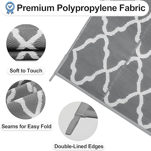 Miniatura 5 de OutdoorLines - Alfombra de plástico de exterior, 4 x 6pies, reversible, resistente a manchas y a rayos ultravioleta, para campamento, terraza,