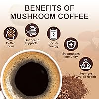 Vista 3 de Mushroom Coffee,Instant Coffee with 6 Adaptogenic Mushrooms (Cordyceps, Lion’s Mane, Shiitake, Turkey Tail) for Better Energy, Focus, Positive Mood