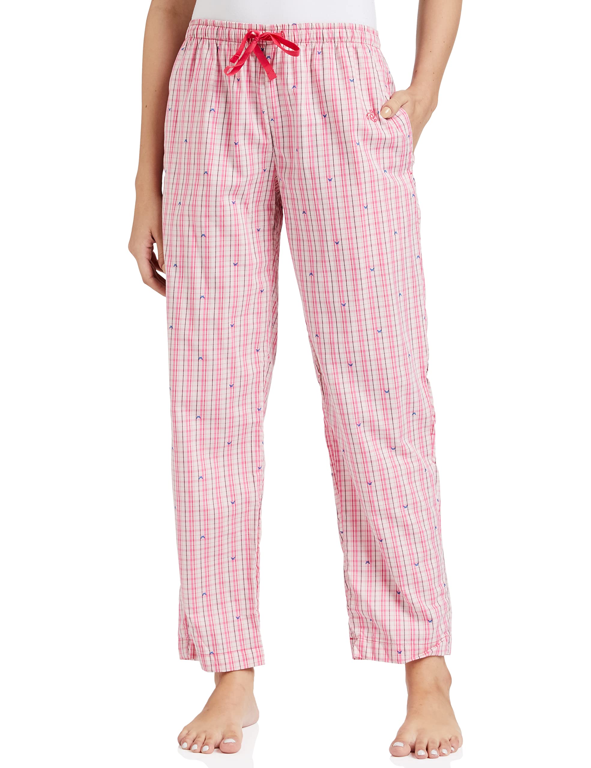 Jockey RX06 Women's Super Combed Cotton Woven Fabric Relaxed Fit Striped Pyjama with Side Pockets (Checks & Prints May Vary)