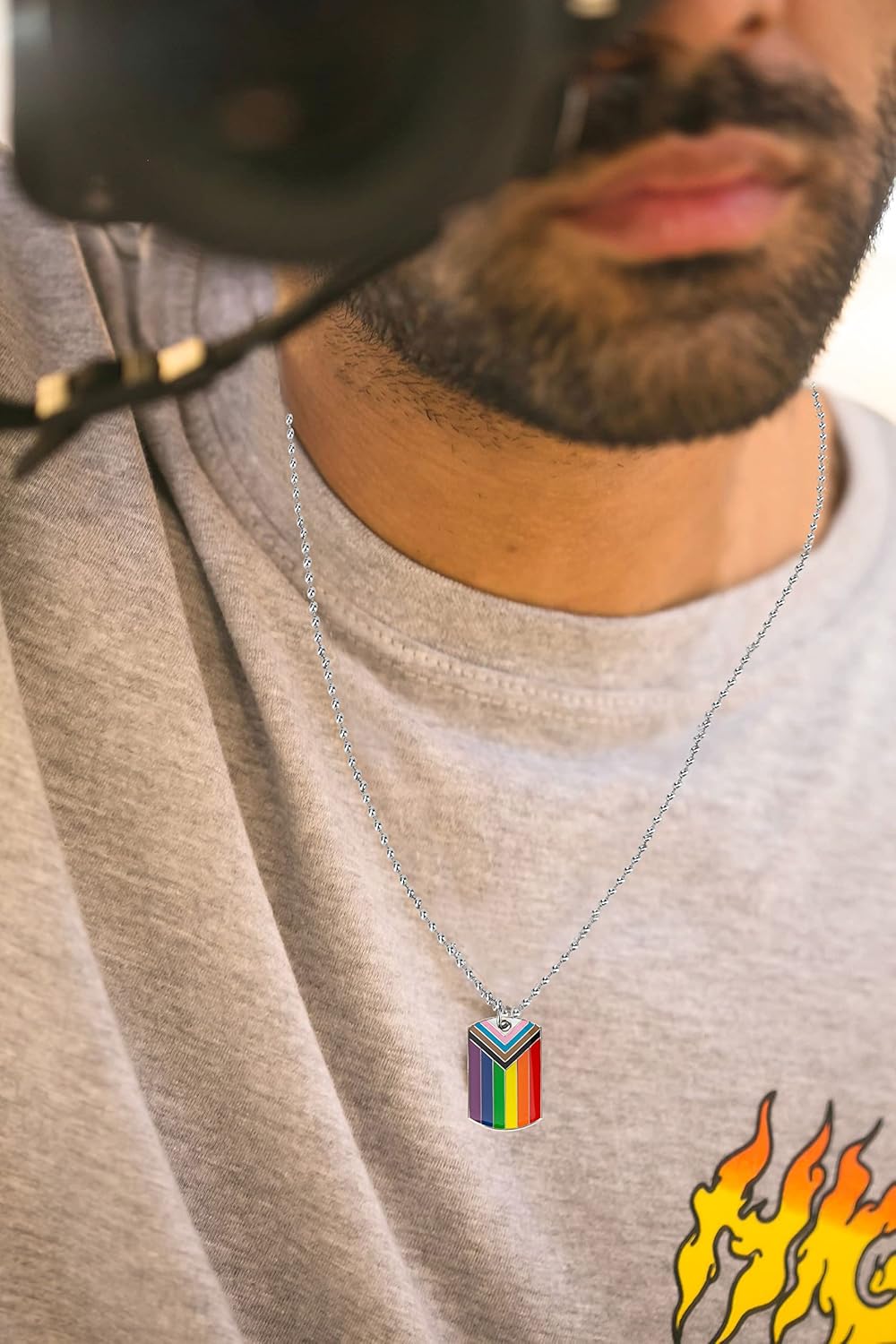 Progress Pride Dog Tags Pendant Rainbow Pride Gift LGBT Necklace - Image 6