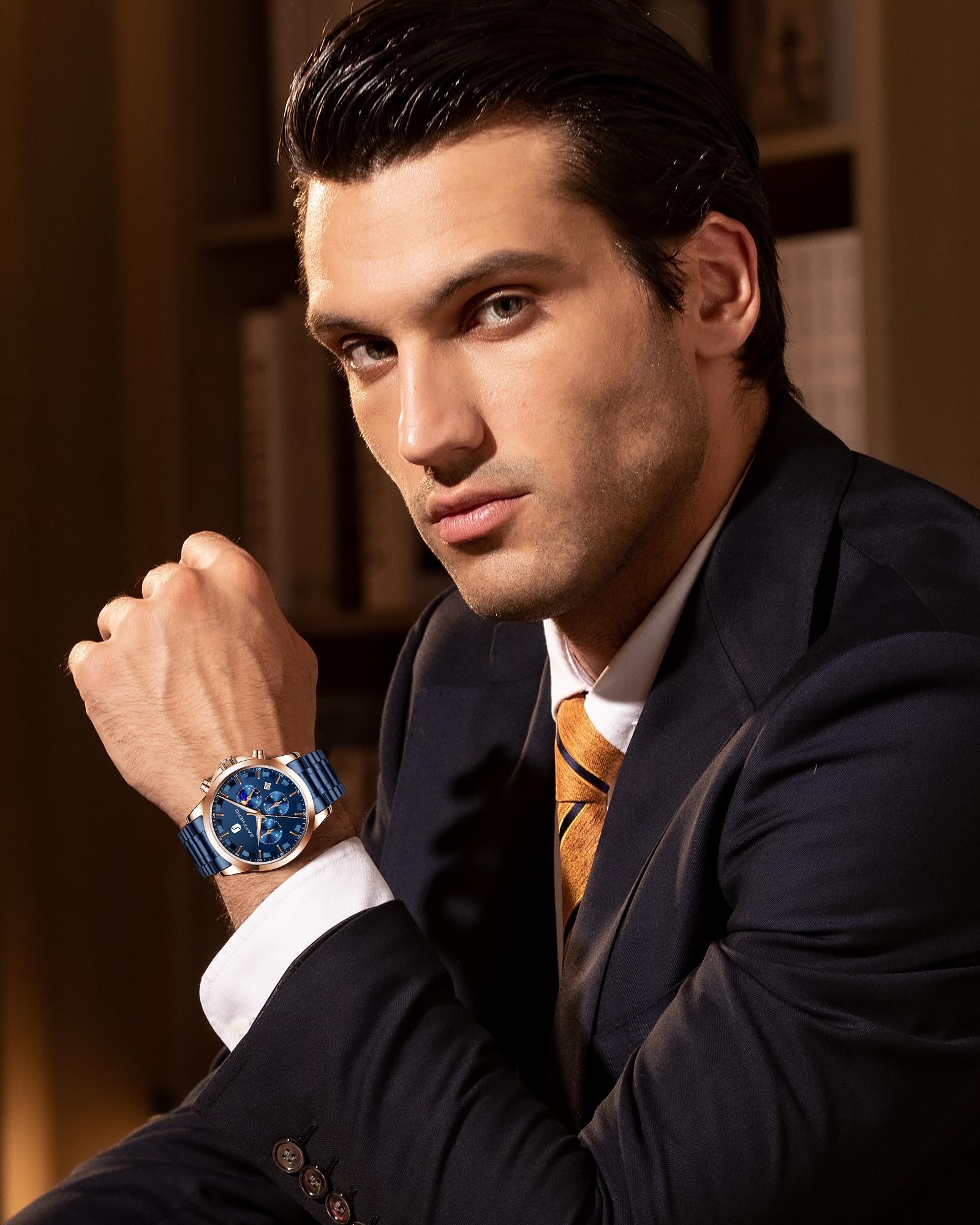 BENYAR BY Herrenuhr Uhren Herren Wasserdicht Herrenuhren Chronograph m?nner Armbanduhr für Herren Eleganz Lederarmband/Edelstahl Quarz Geburtstags/Weihnachts Gold/Silber/Blau/Schwarz