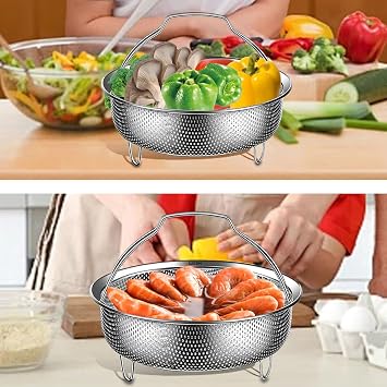 Stainless Steel Steamer Basket - Vegetable Steamer Basket, Rice Cooker For Instant Cooker With Handle, Multifunctional Pressure CookerAccessories, FoodBasket Insert For Cooking Pot