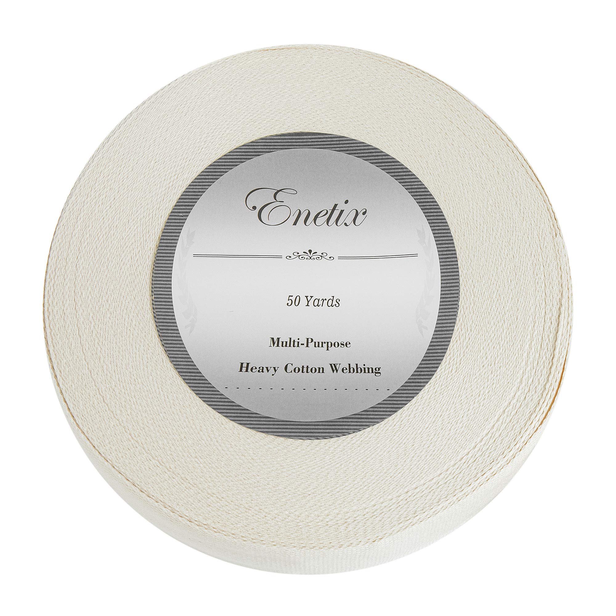 Enetix 1½ Inch Ultra Thick Natural Cotton Webbing Roll, Multi-Purpose Ribbon Twill Tape for DIY Craft, 50 Yards (Off White, 1 1/2'')