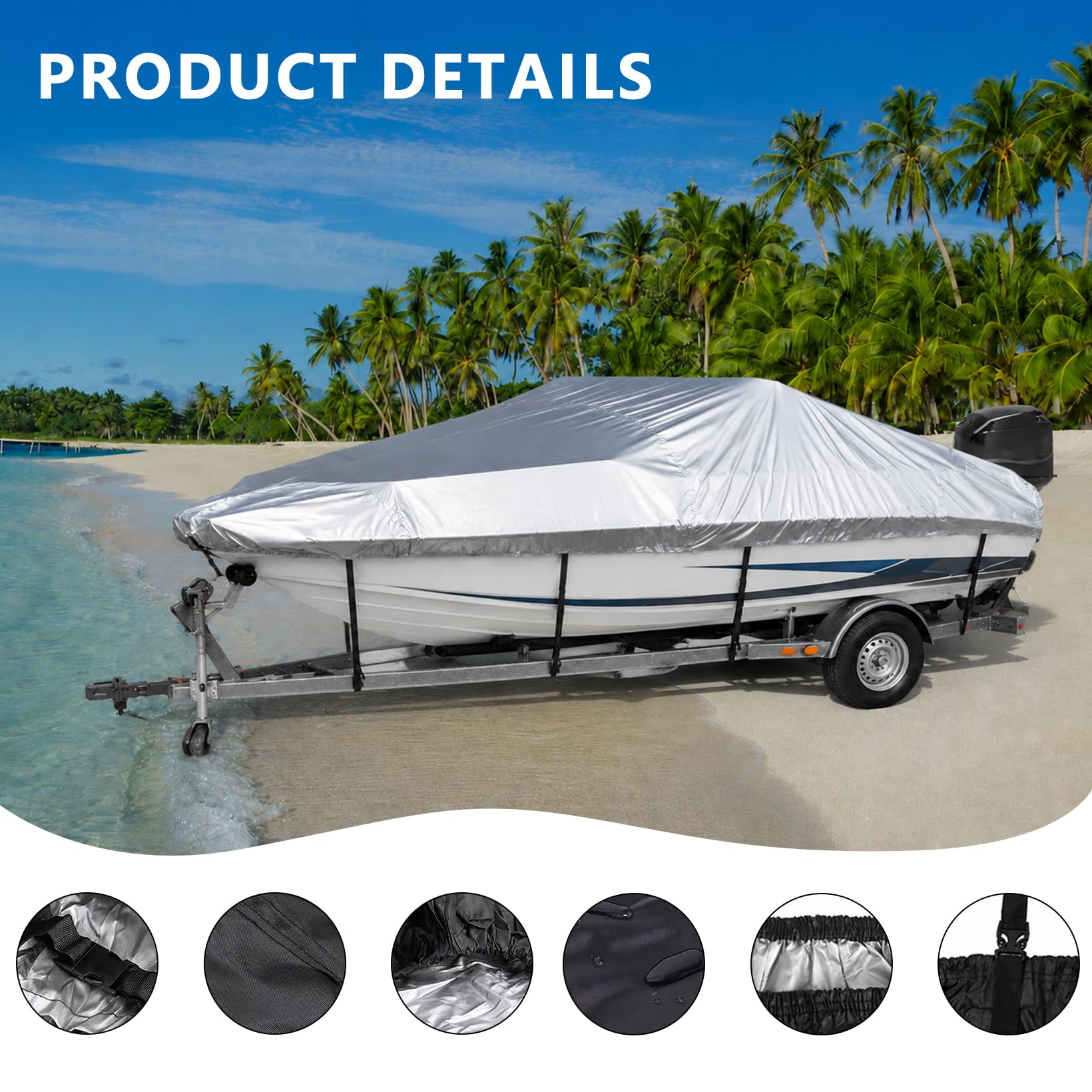 Funda Protectora para Barco, Cubierta Impermeable Resistente a los Rayos | Cubierta impermeable y anti‑UV protege el barco de polvo, lluvia y sol. Incluye correas de fijación y bolsa