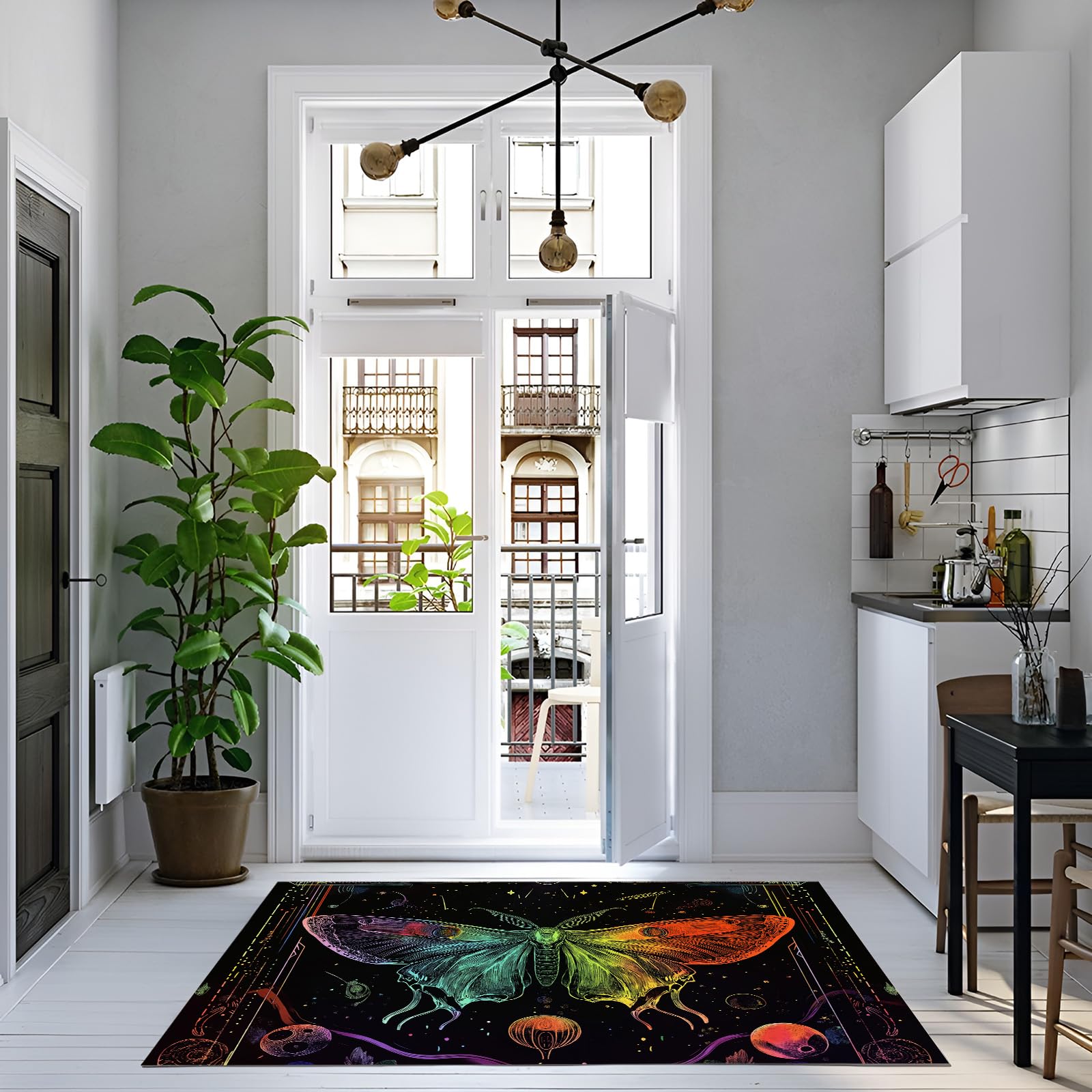 Tapis à motif papillon de lune moderne pour grand salon