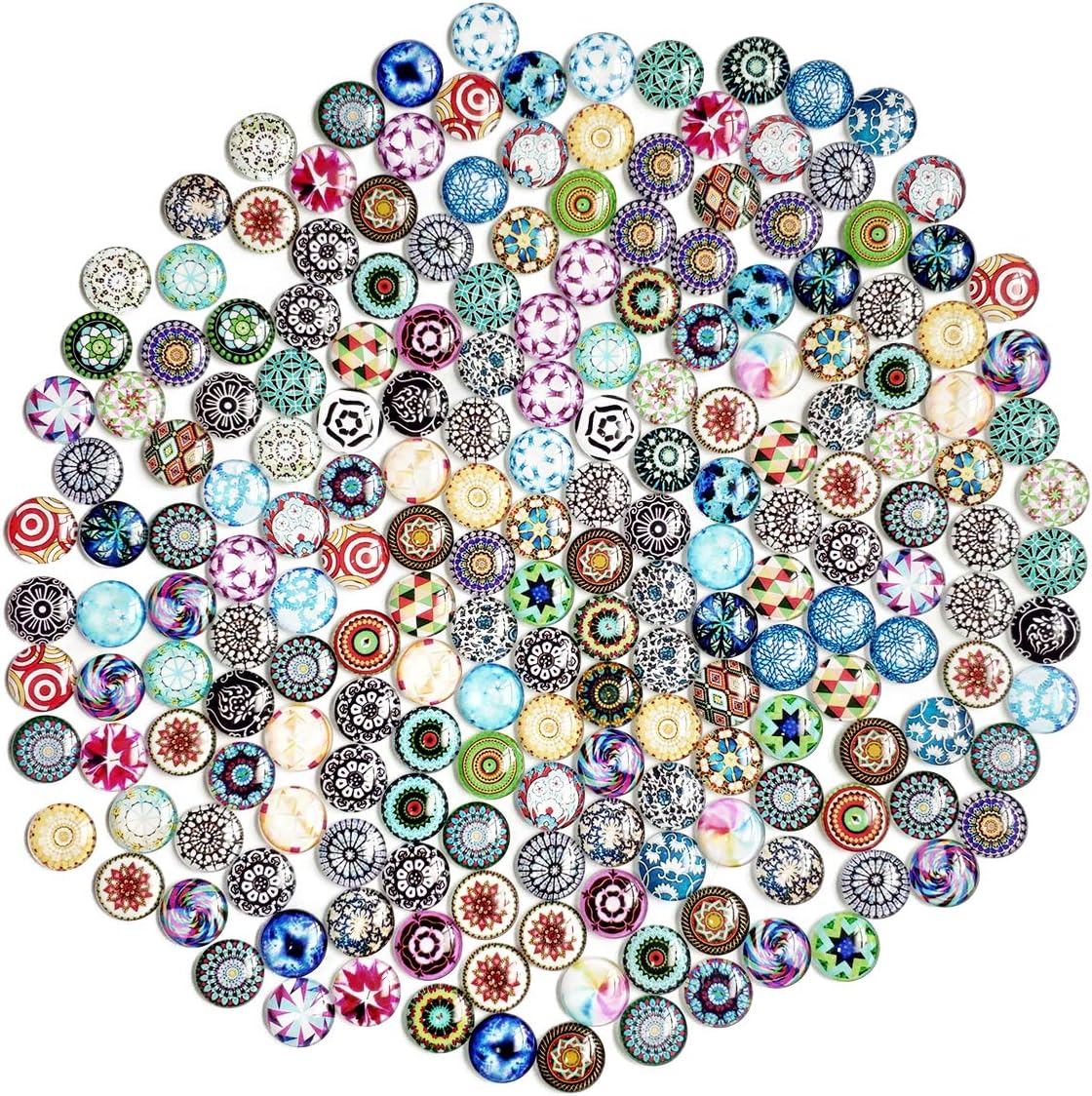 Misscrafts Mosaic Tiles Assorted Bulk 20mm Round Mixed Floral Patterns 100pcs for DIY Art Crafts