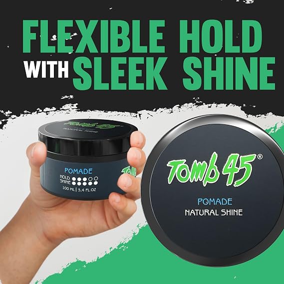 Tomb 45 Hair Styling Pomade - Strong Hold and High Shine for a Sleek Look - Long Lasting Control for All Hair Types - Easy to Apply