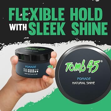 Tomb 45 Hair Styling Pomade - Strong Hold and High Shine for a Sleek Look - Long Lasting Control for All Hair Types - Easy to Apply