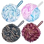 VANZAVANZU Bath Loofah Large 80g Shower Sponge Body Scrubber Mesh Pouf for Men and Women, Set of 4 (Multicolor)