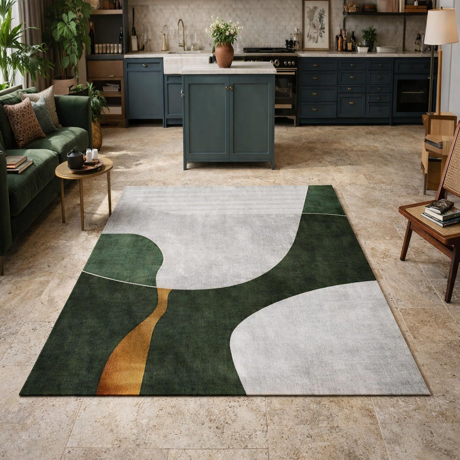 Tapis de salon anti-glisse 180x230 grand tapis de chambre adulte facile à nettoyer