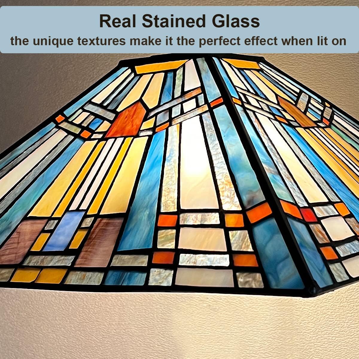 Tiffany Pendant Light Fixtures Hanging Lamp 2 Lights 16 inch Large Mission Style Vintage Stained Glass Pendant Hanging Lighting for Kitchen Island Dining Room Bedroom