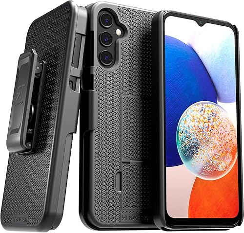 Funda diseñada para Samsung Galaxy A14 5G con funda de clip para cinturón, funda de soporte para teléfono, color negro