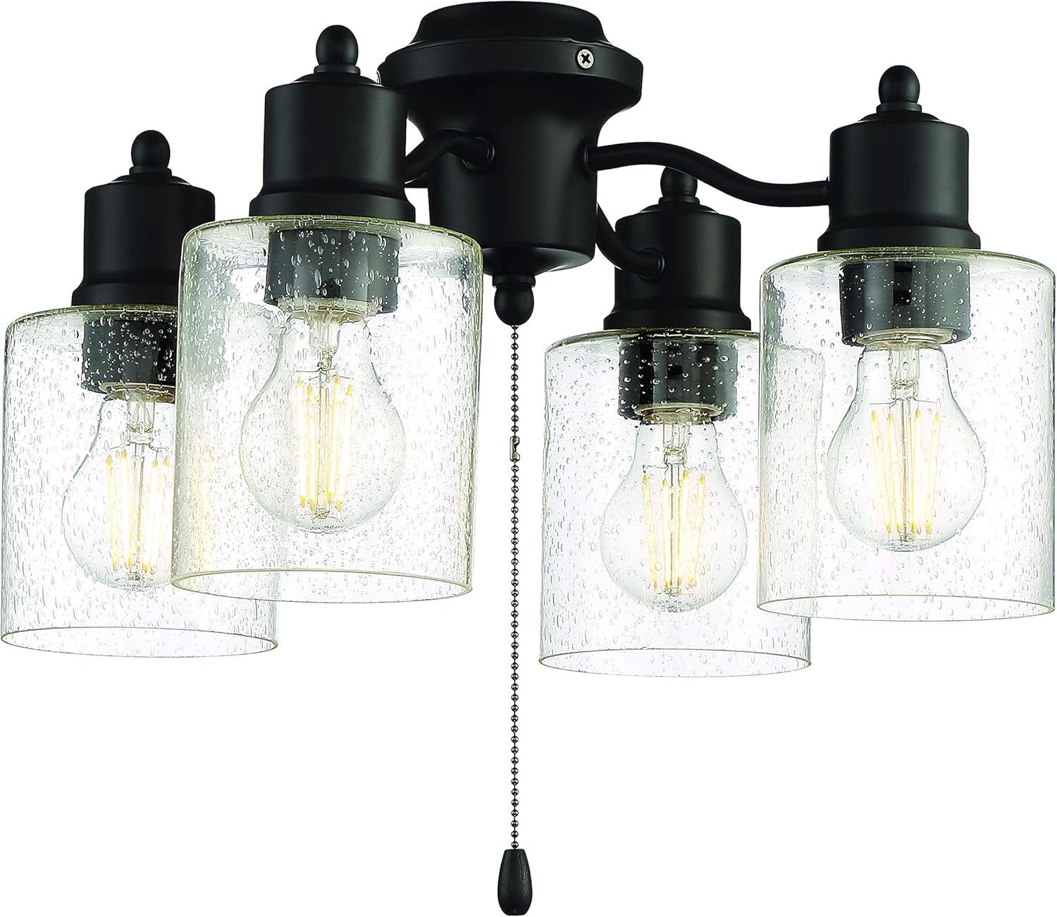 Craftmade Lighting LK403107-FB-LED Universal - 16.7 Inch 28W 4 LED Light Kit, Flat Black Finish with Clear Seeded Glass