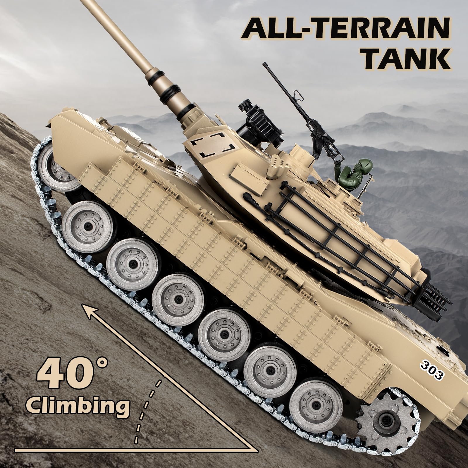 Supdex 1:18 RC Tank That Shoot BBS, 2.4G Metal M1A2 Abrams Remote