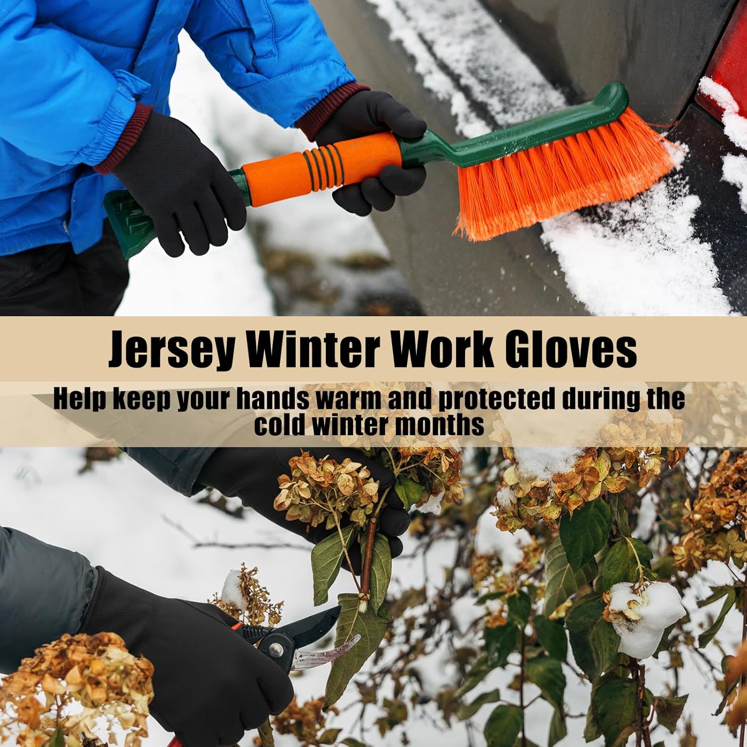 Chicingyou 60 Pairs Jersey Work Gloves Warm General Purpose Garden Gloves with Plush Lining for Men Woman Adult