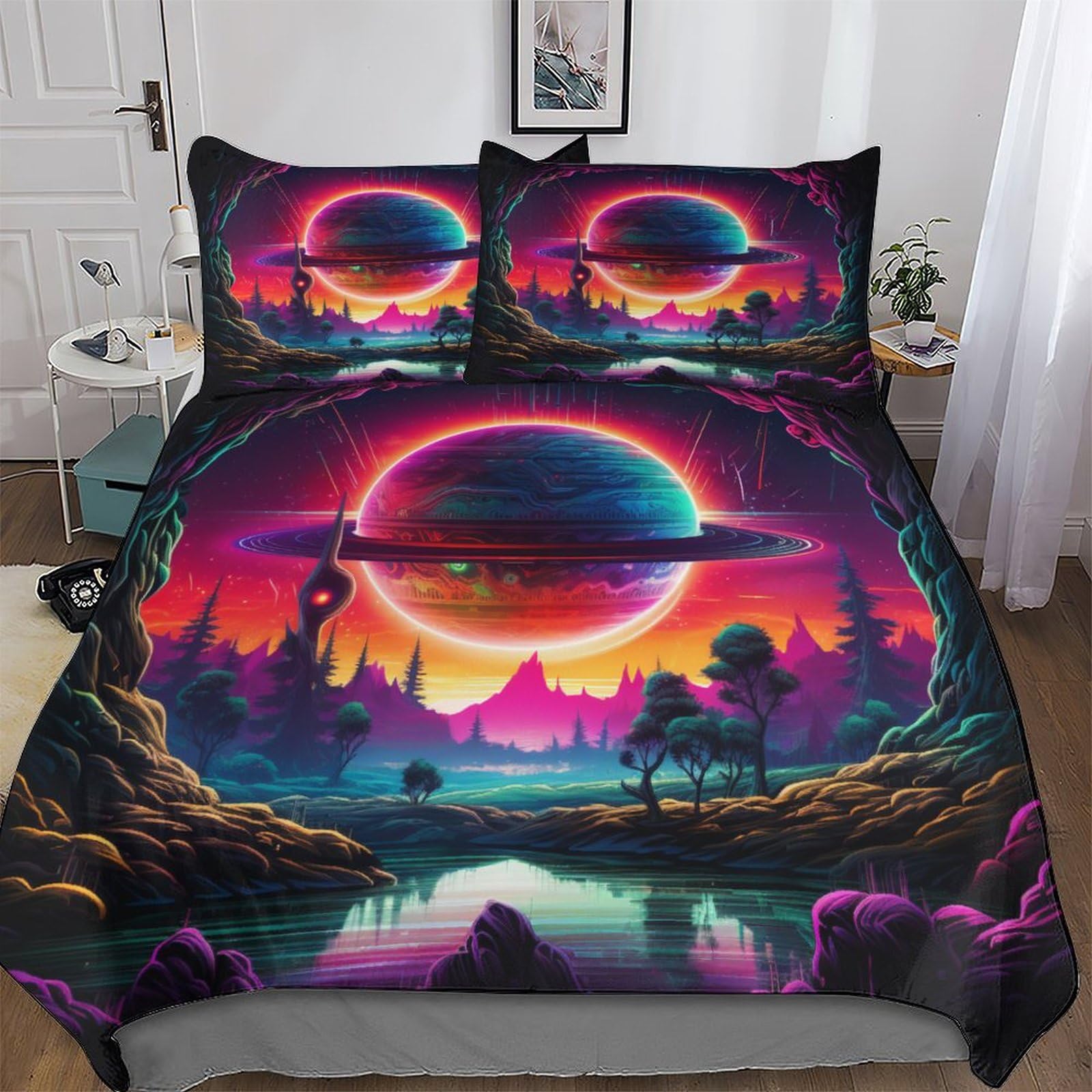Parure de lit 3 pièces housse de couette avec fermeture éclair king 220x240cm