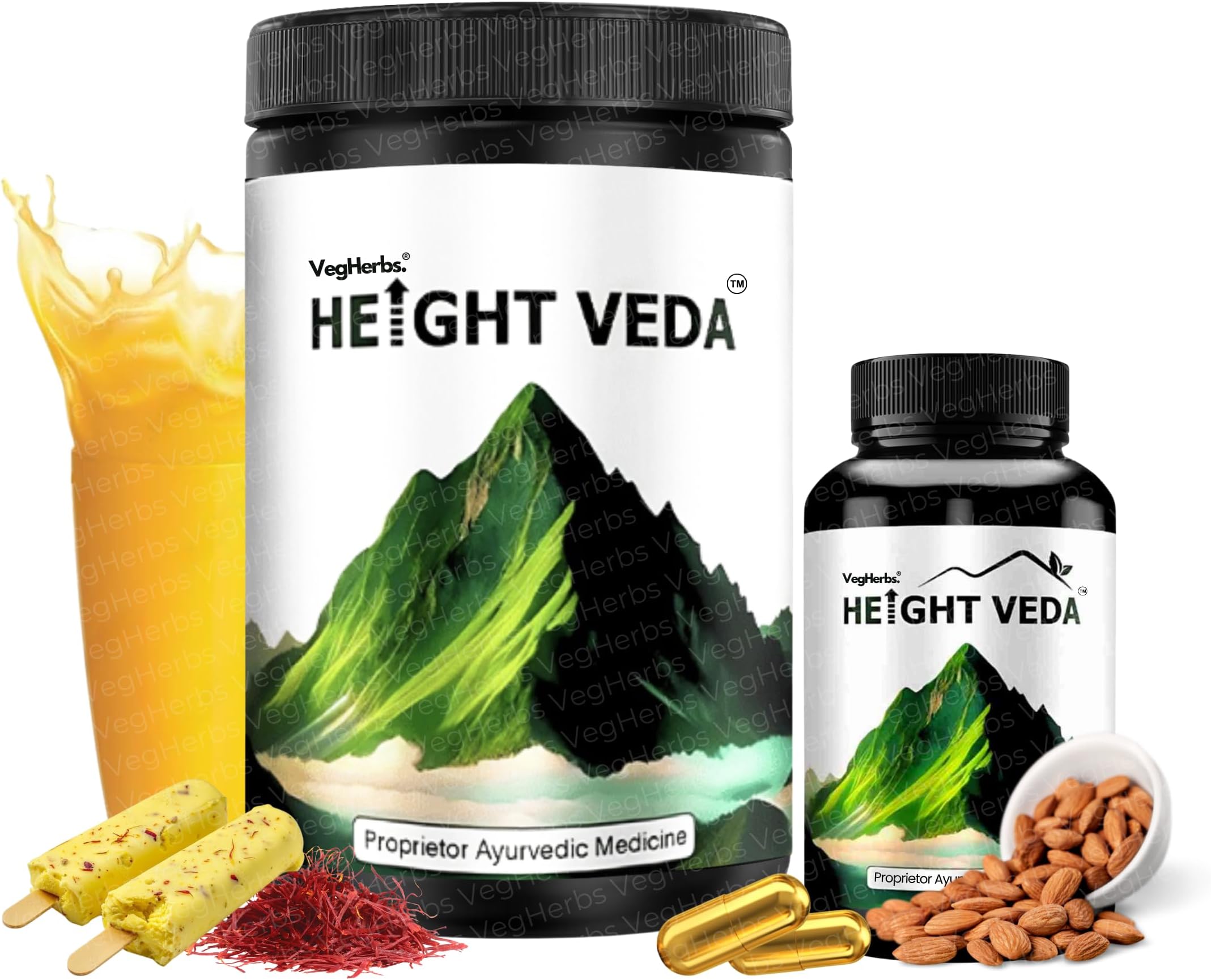 - Original Height Veda Supreme Formula Powder 400gm with Double Strength 30 Capsules
