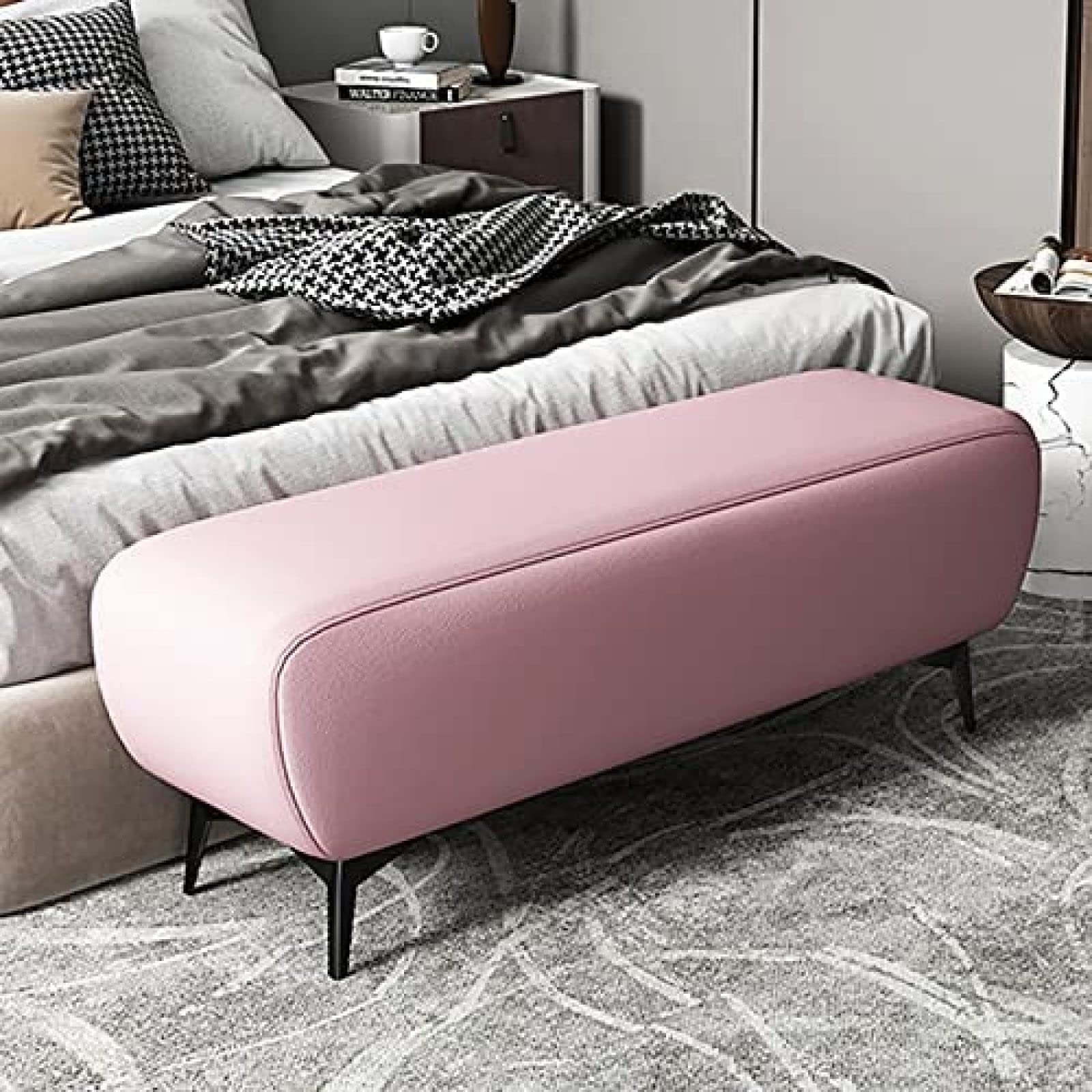 Tabouret de repos rectangle en similicuir 100cm banquette bout de lit moderne