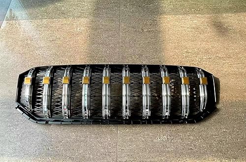 Rejilla delantera superior vertical con orificio para cámara, todo negro para Hyundai todo nuevo Santa Fe 2021 2022 N PERFORMANCE (BHJBJ)