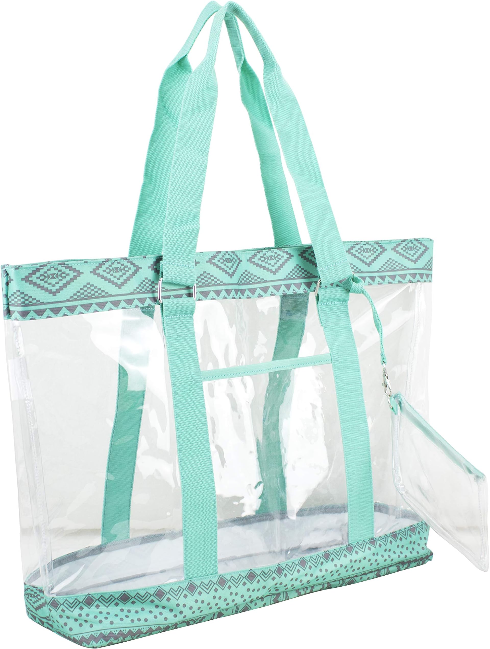 EastsportClear Deluxe Tote Bag w/FREE Wristlet, Durable, Transparent, Zipper Closure, Perfect for Work