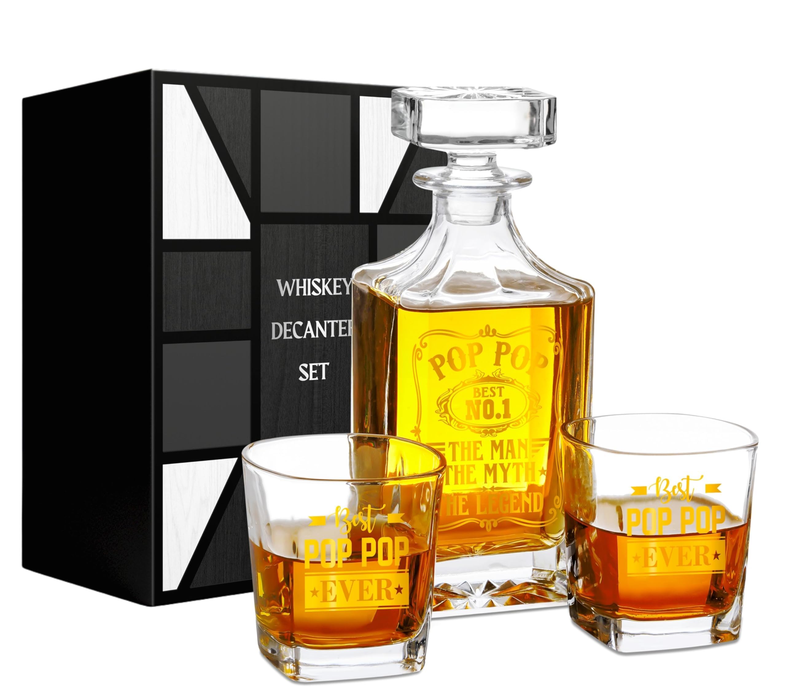Carafe à décanter en verre Onebttl et verres à whisky Man Myth Legend de qualité supérieure