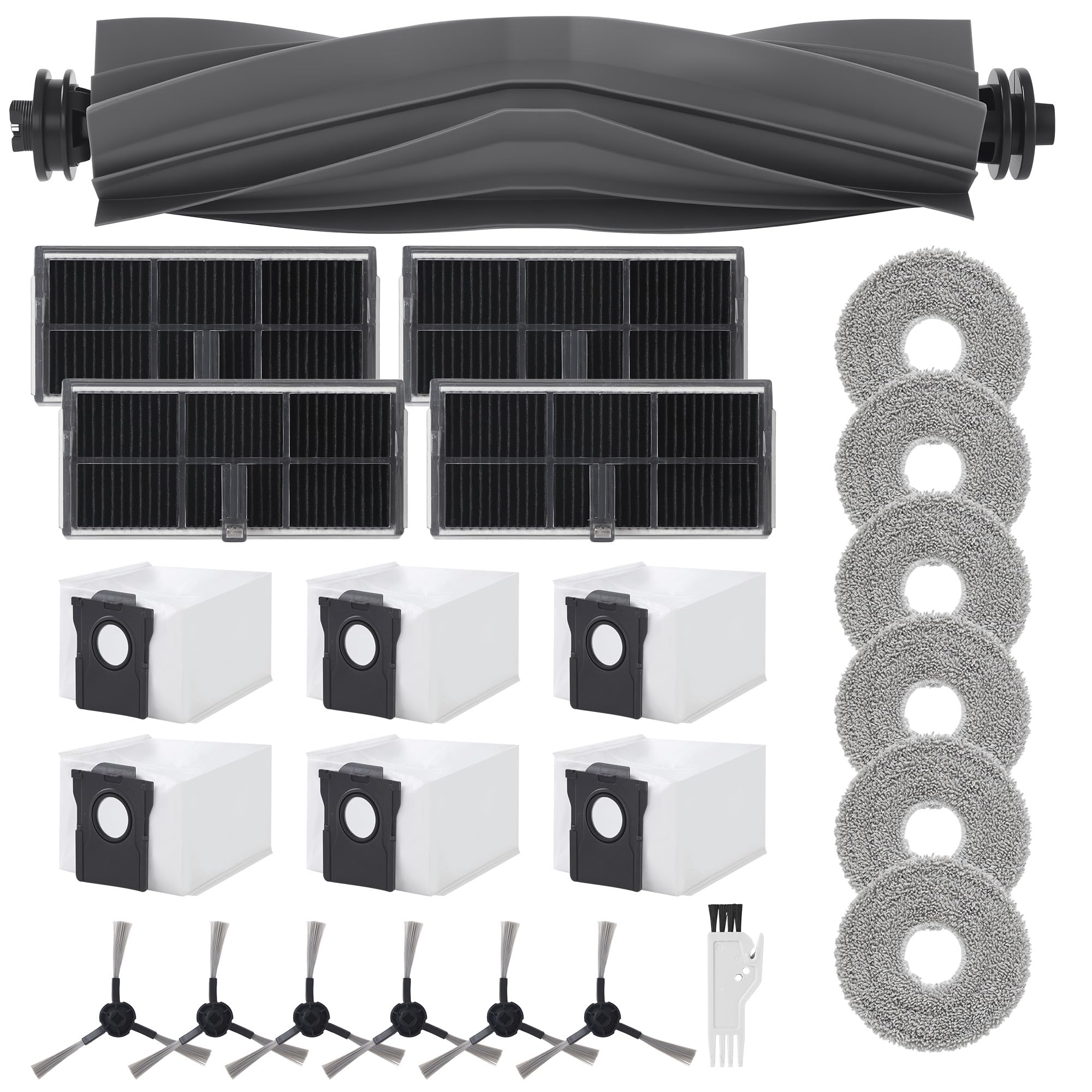 Accessori per Dreame L10s Pro Ultra Heat/L10s Ultra Gen 2/X30 Ultra/Mova E30 Ultra,Include 6 Asciugamani, 6 Spazzole Laterali, 6 Sacchetti a Vuoto, 4 Filtri, 1 Spazzola Principale, 1 Spazzola Piccola