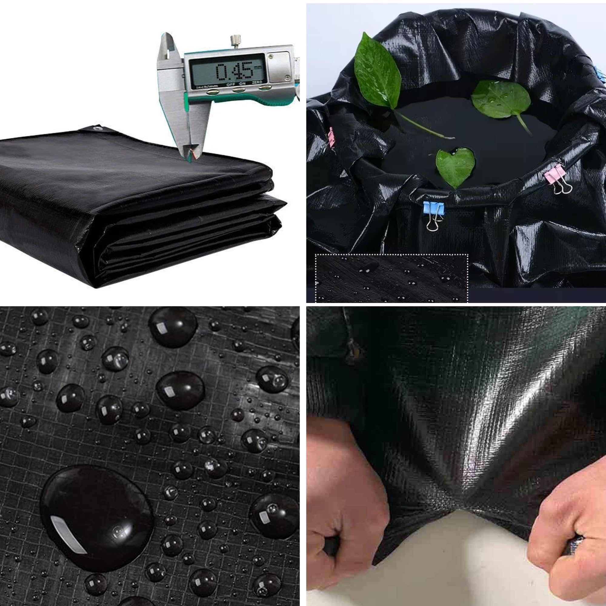 Lona Impermeable Exterior Heavy Duty 200g/m² PE 4x10m Toldo Reforzado Protección Cubretodo Duradera Resistente a Los Rayos UV Desgarros, Multiusos para Muebles Jardín Piscina Coche Negro