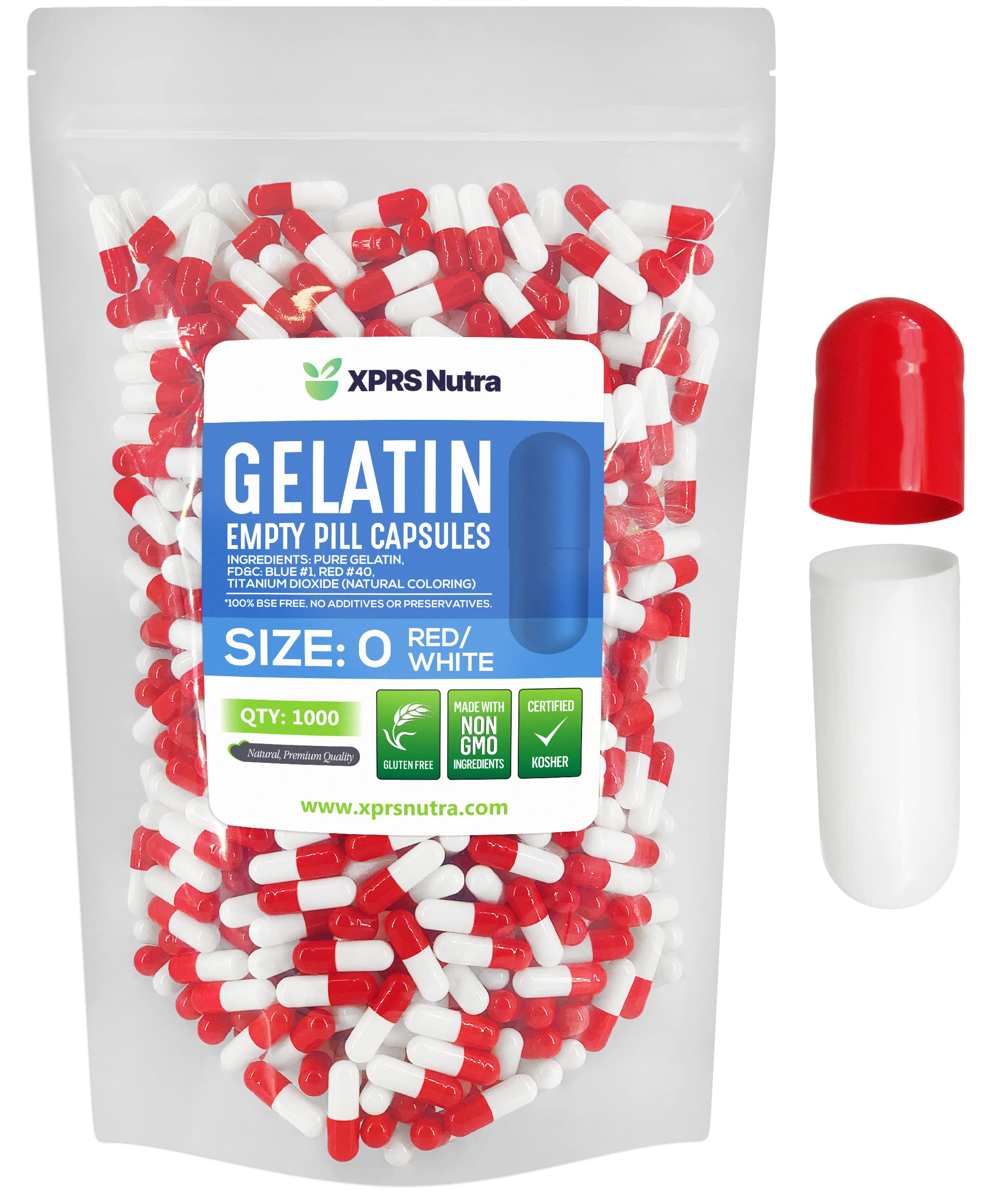 XPRS Nutra Size 0 Empty Capsules - 500 Count Empty Gelatin Capsules - Pills DIY Capsule Filling - Pure Bovine Pill Gel Caps for Do-It-Yourself Supplements (Multi Color) — Amazon image 24