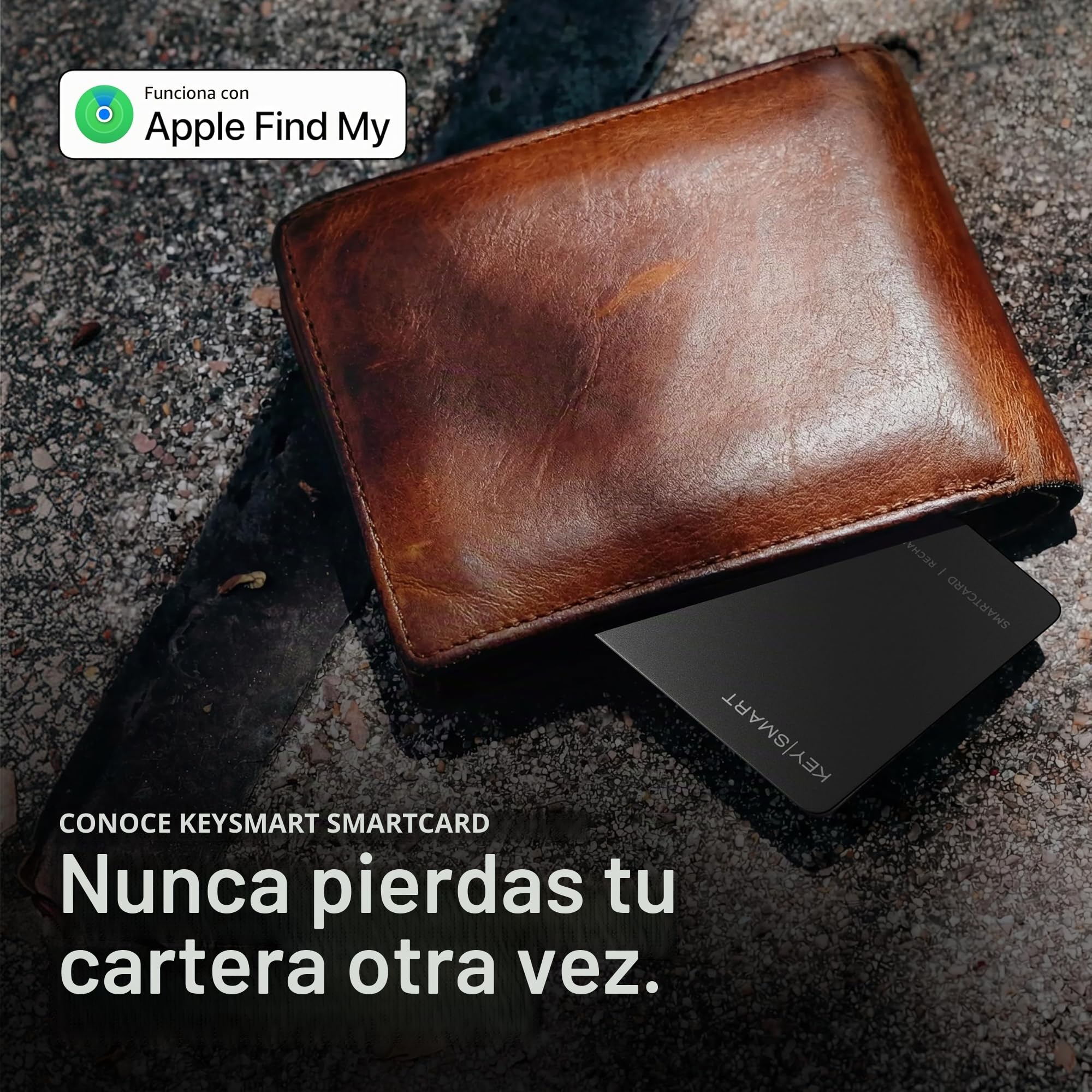 KeySmart SmartCard - Tarjeta de Seguimiento de Cartera, Compatible con Apple Find My App, buscador de artículos GPS Delgado Recargable para Etiqueta de Equipaje, Dispositivos de rastreo GPS