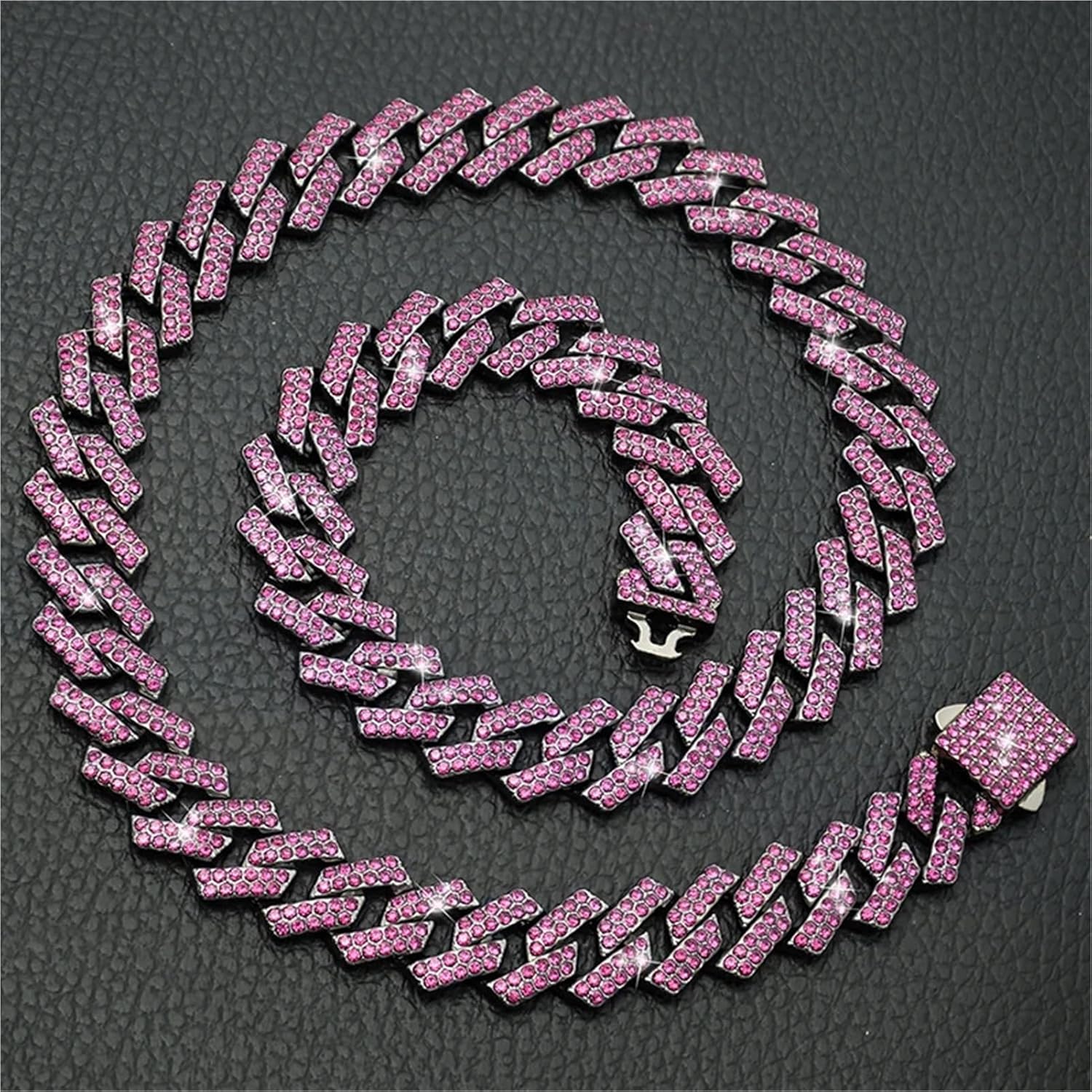 15MM Dogs Cats Chain Pet Collar Jewelry Diamond Metal Chain Collar(Blue,3X-Large)