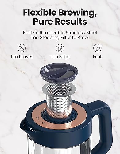 Miniatura 3 de Vianté Hot Tea Maker Hervidor eléctrico de vidrio con infusor de té y control de temperatura. Apagado automático. Programas de preparación para tus