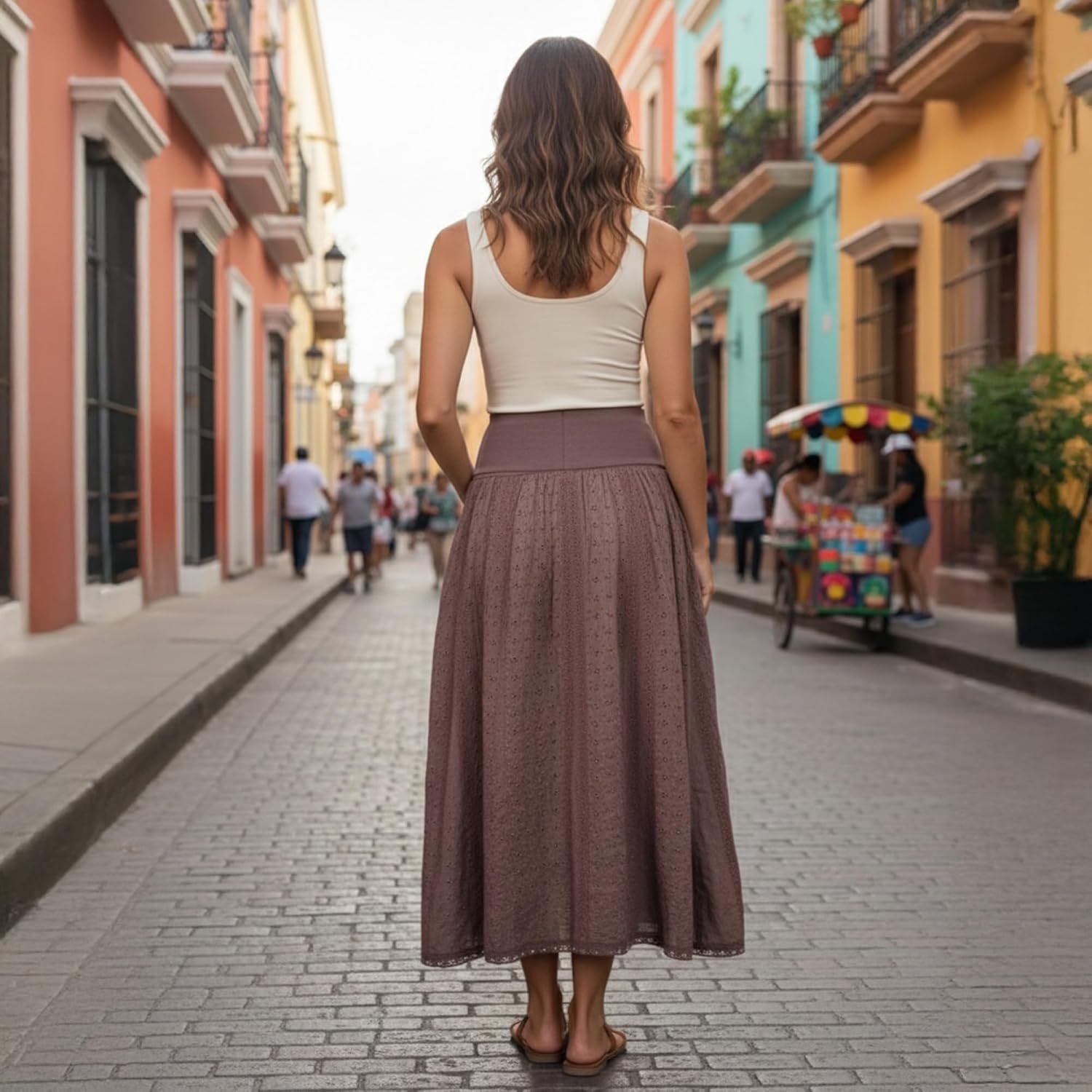 Agan Traders 2026 Maxi Skirts for Women - Bohemian Cotton High Waisted Women's Skirts - Embroidered Long Skirts for Women