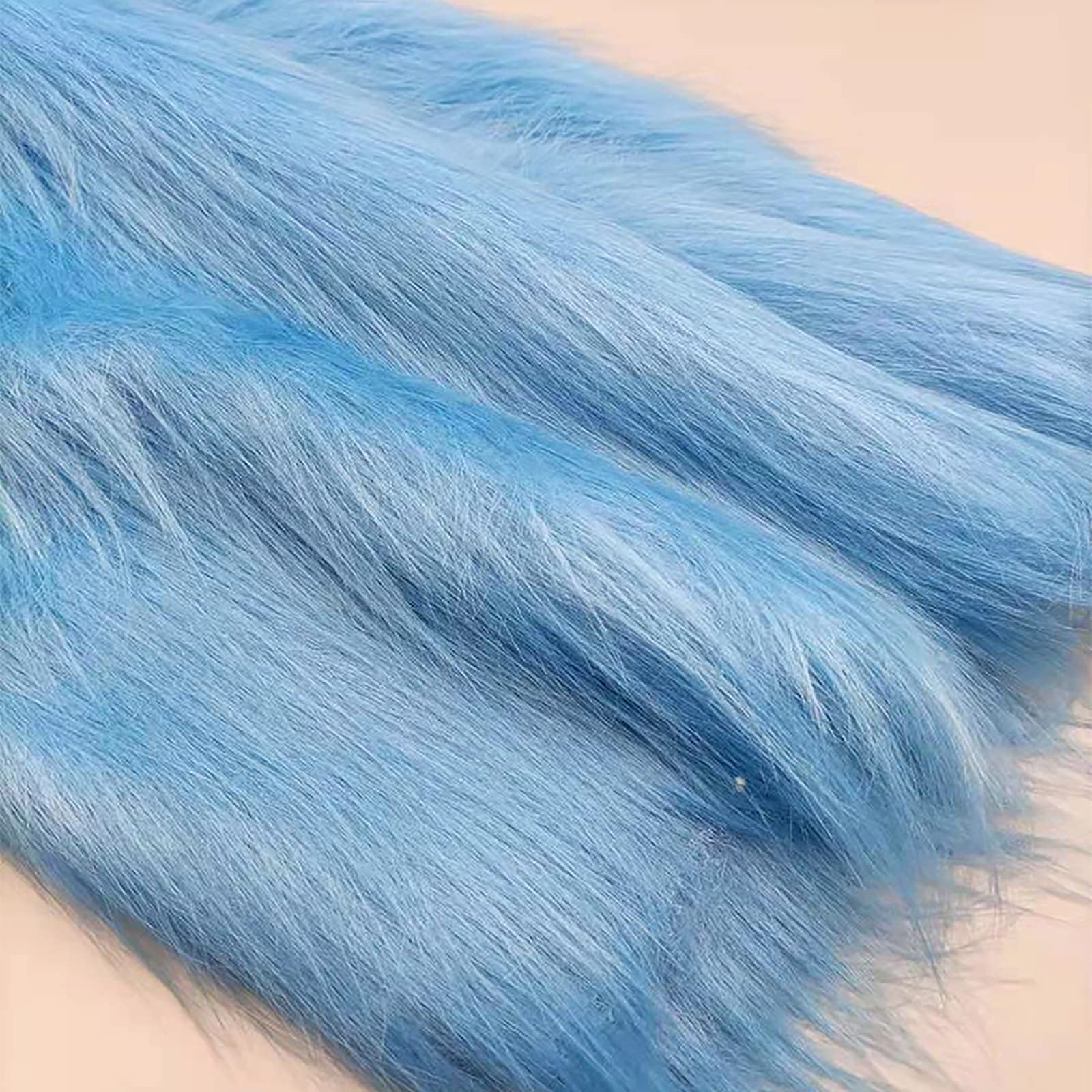 Yimihua long pile faux fur Faux fur fabric material,fluffy fabric plush fabric for Costume Fashion Rugs Props Backdrops Cosplay Chair decoration 170x50cm(Color:Blue)