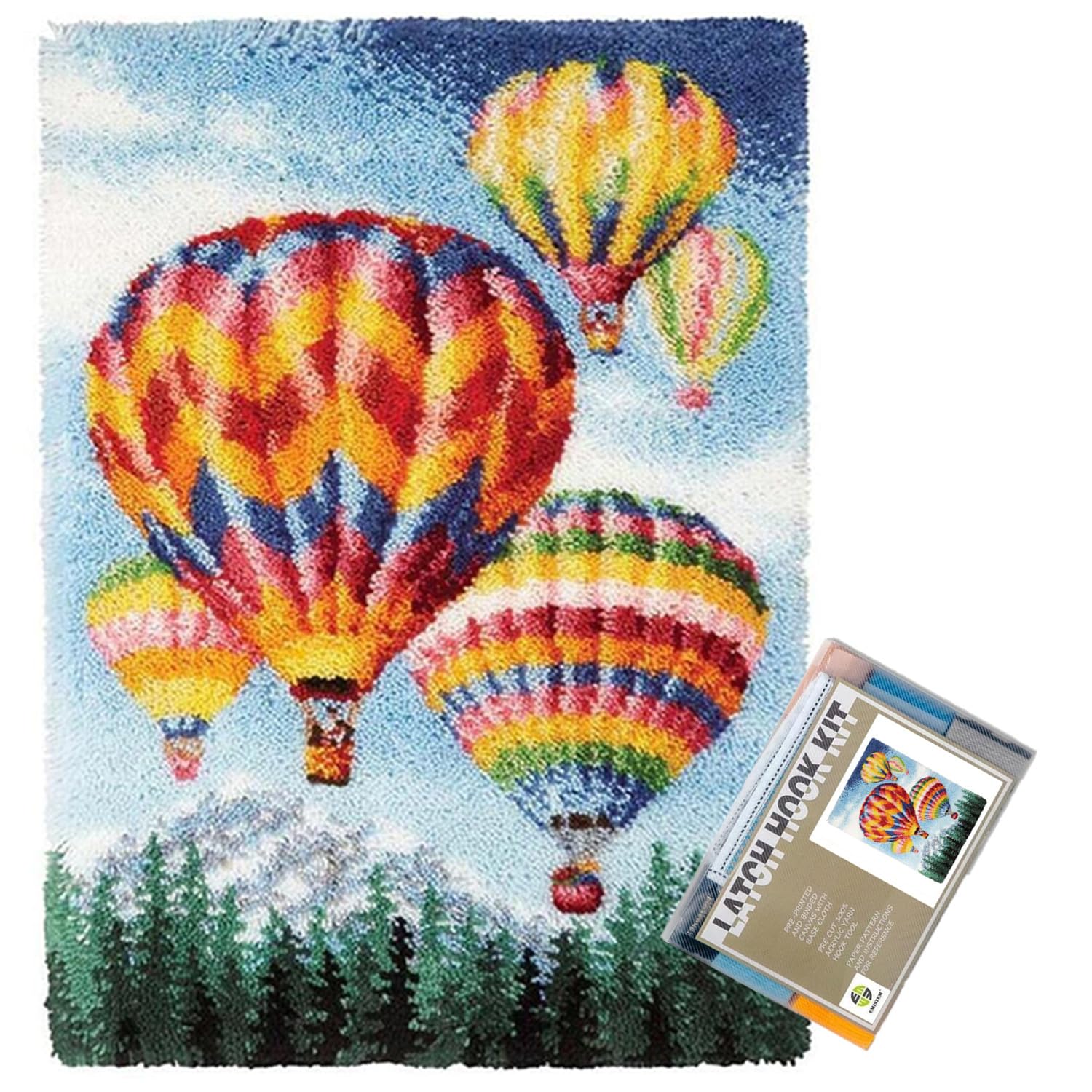 Fantasy Hot Air Balloons Latch Hook Kits for Adults Beginners, 20“ X 15"