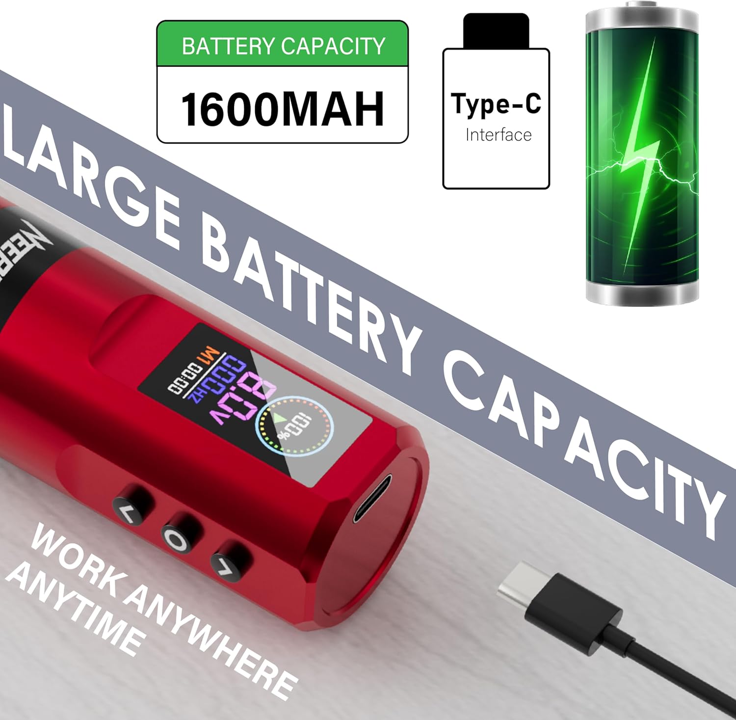 Beginner Tattoo Kit - Rotary Tattoo Gun With Pedal | Neebol Neebol  ワイヤレスタトゥー ガンキット – 初心者 初心者用タトゥーキット コンプリートセット、Neebol ワイヤレスタトゥー ガンキット LEDディスプレイ付き、20個 タトゥーカ