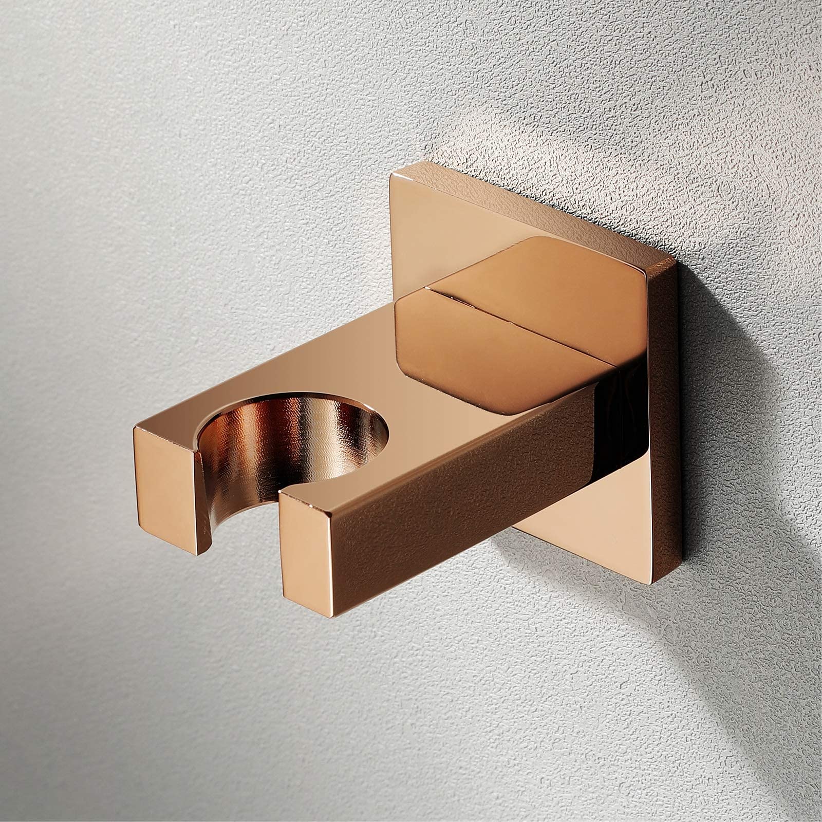 AKAZI Duschkopfhalter aus Messing, Handbrausehalterung, Wandmontage, Duschhalterung, quadratischer Duschhalter, viele Farben sind erhältlich, gebürstetes Gold (Rose Gold) (Schwarz，Roségold)