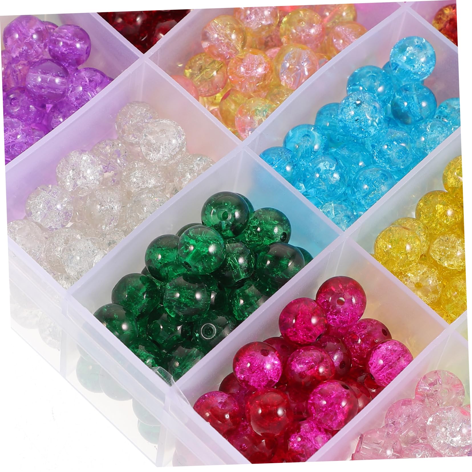 Bunte Glasperlen zum Basteln mit Loch, 1200 Stück pro Kasten