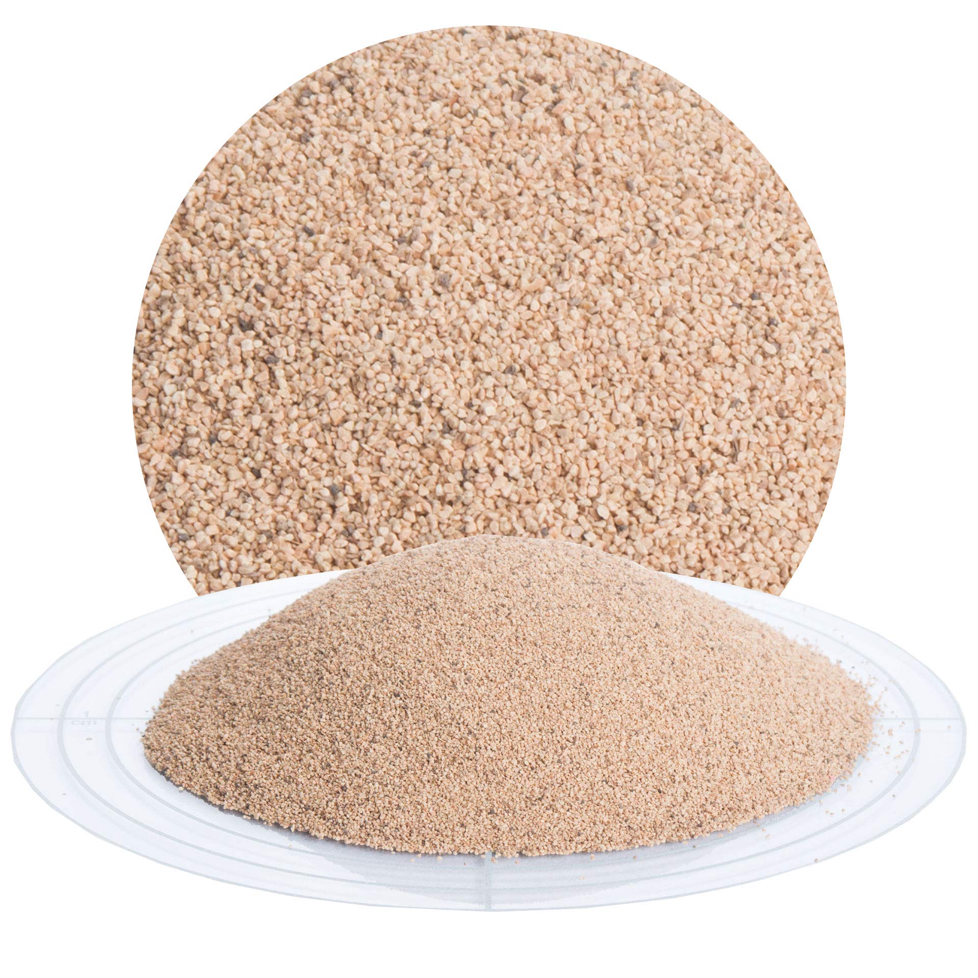 Schicker Mineral Nussschalengranulat Strahlmittel 450-800 µm 25 kg, organisches Mehrwegstrahlmittel, chemisch neutrale Oberflächenbehandlung ohne Eisenanteil, ideal für Aluminium, Edelstahl