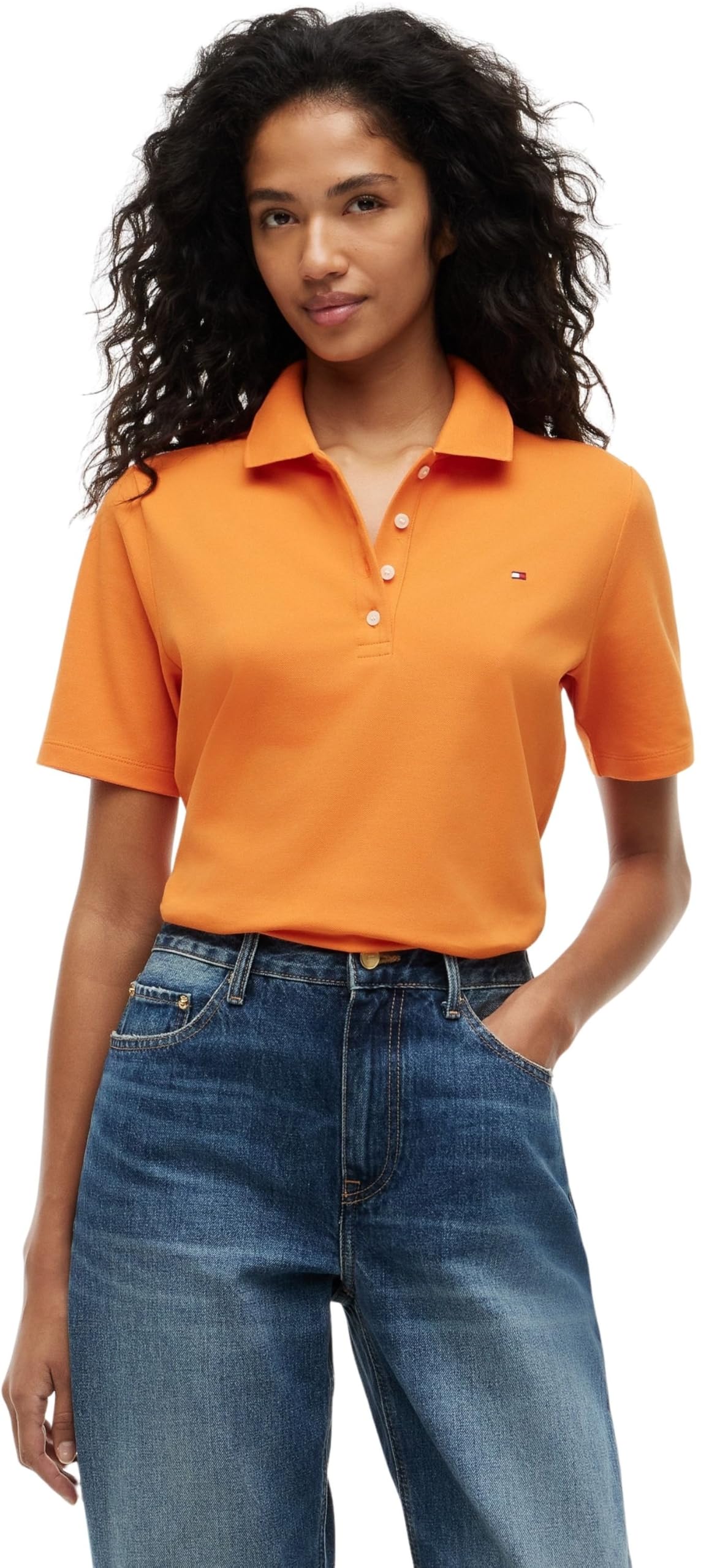 Tommy Hilfiger Damen 1985 Reg Pique Polo Ss Ww0Ww43224 S/S Polo, Orange (Orange Thunder), M