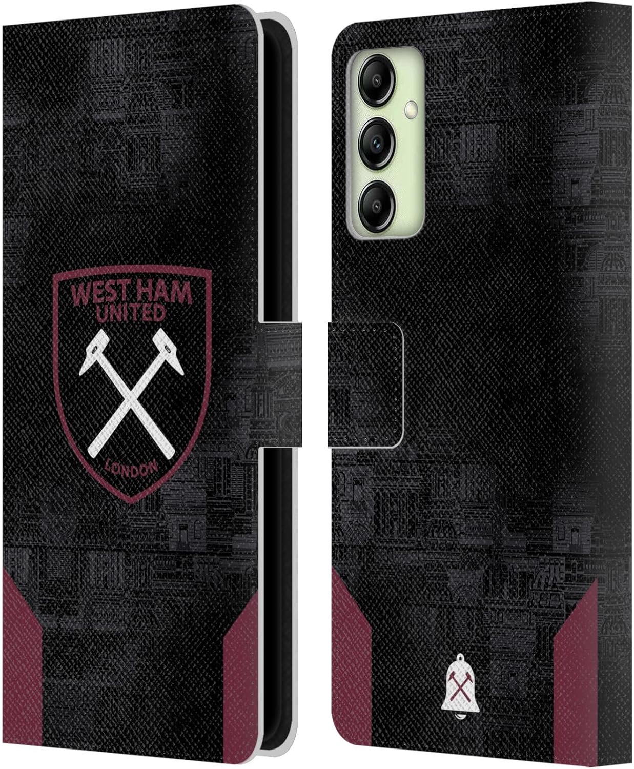 Head Case Designs Officially Licensed West Ham United FC Away 2024/25 Crest Kit Leather Wallet Case Compatible with Samsung Galaxy A14 5G