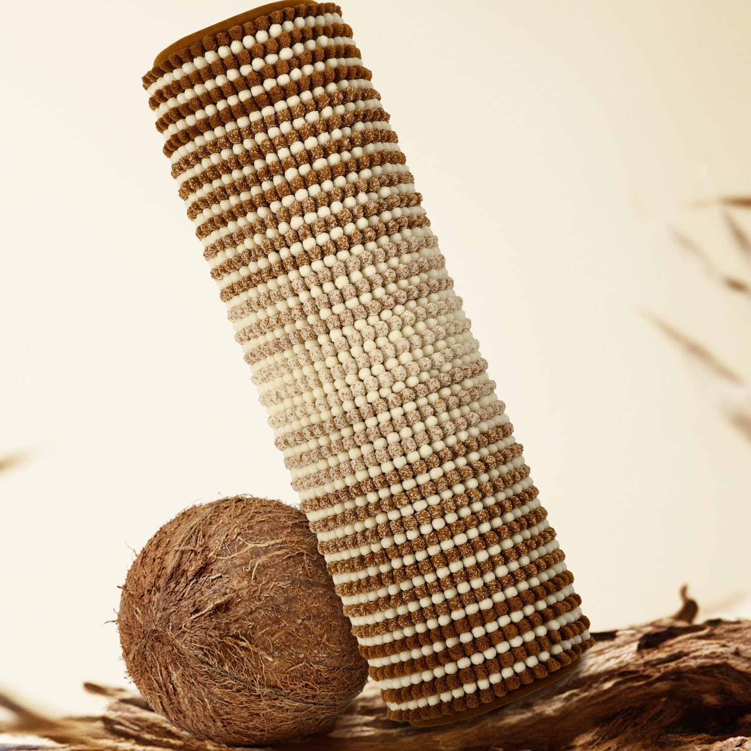 BSICPRO Bathroom Rugs, Bath Mat Rug for Bathroom Non Slip 36 x 24 Inches Water Absorbent Chenille Bathroom Floor Mats Machine Washable (Coconut Brown and Cream)